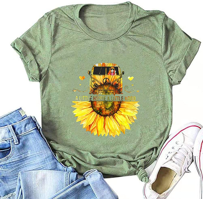 A Little Hippie A Little Hood T-Shirt Sunflower Peace Shirt