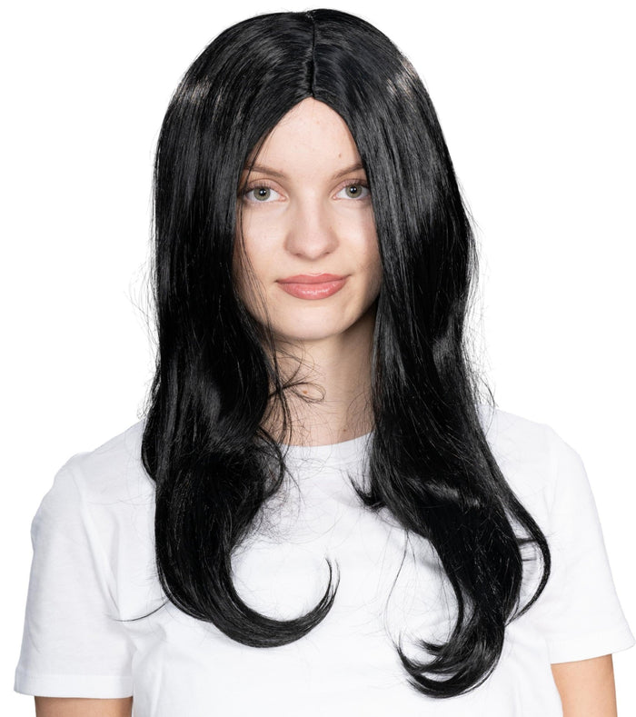 Adams Spooky Family Mother Long Hair Morticia Halloween Cosplay Costume Wig - TVStoreOnline