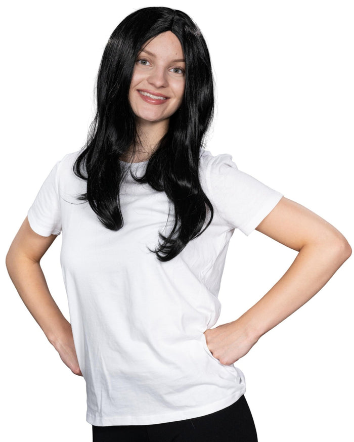 Adams Spooky Family Mother Long Hair Morticia Halloween Cosplay Costume Wig - TVStoreOnline
