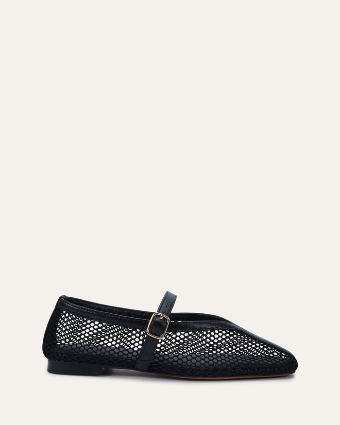 AIDA CASUAL FLATS BLACK MESH