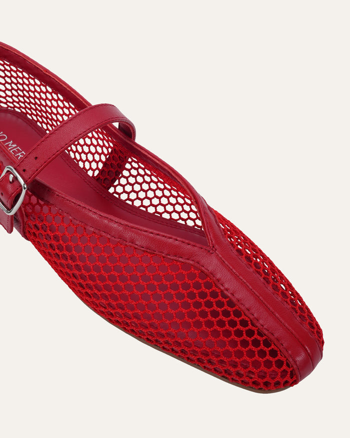 AIDA CASUAL FLATS LIPSTICK RED MESH
