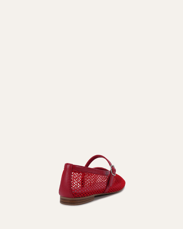 AIDA CASUAL FLATS LIPSTICK RED MESH