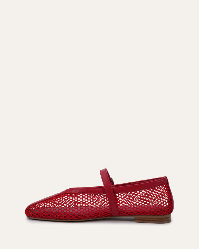AIDA CASUAL FLATS LIPSTICK RED MESH