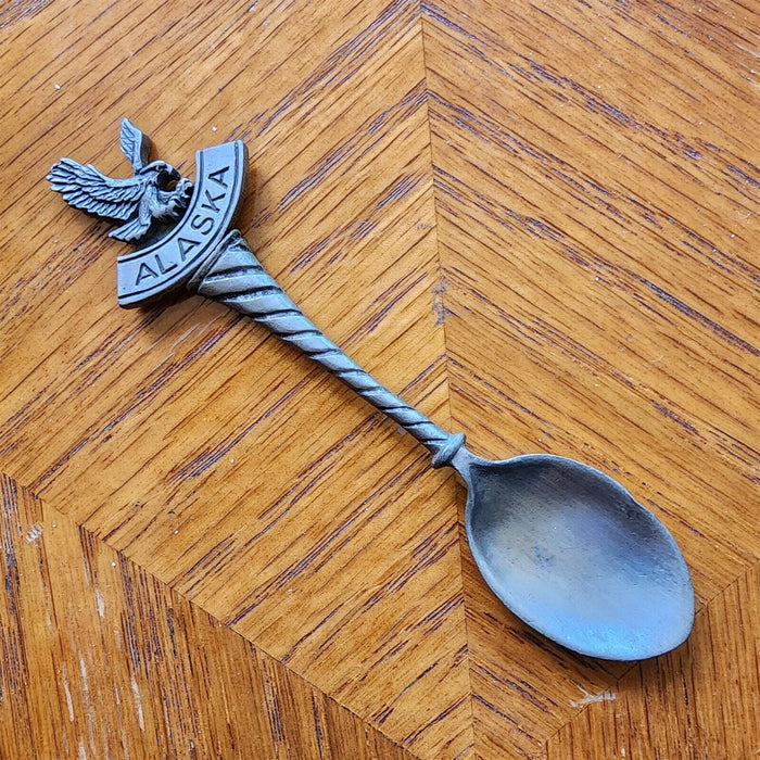 Alaska Eagle Wildlife State Collectible Travel Souvenir Spoon 4" Pewter