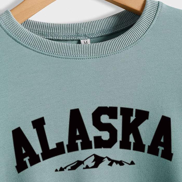 ALASKA Mountain Alphabet Loose Bottomed Long Sleeve Sweater