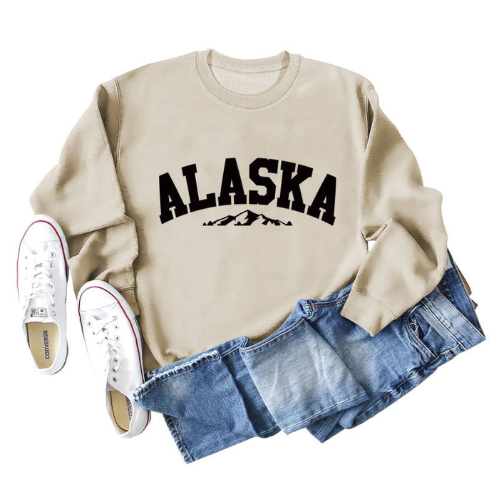 ALASKA Mountain Alphabet Loose Bottomed Long Sleeve Sweater