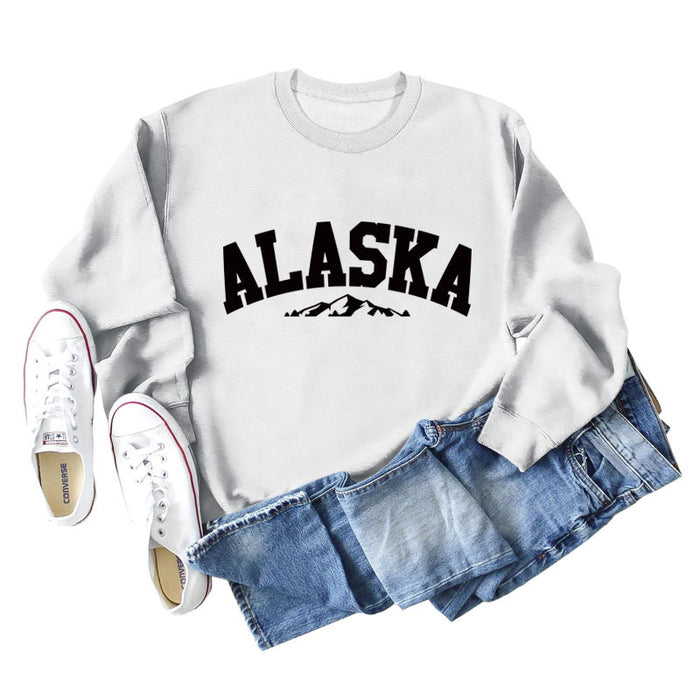 ALASKA Mountain Alphabet Loose Bottomed Long Sleeve Sweater