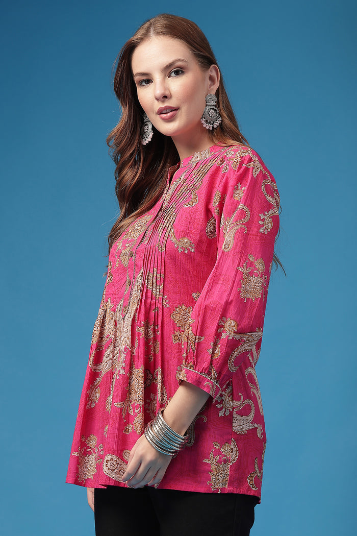 Fuchsia Top fabric; breathable material provides comfort in hot weather.
