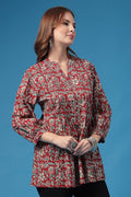 Multi Pleated Top; print offers style and fit for daily wear.