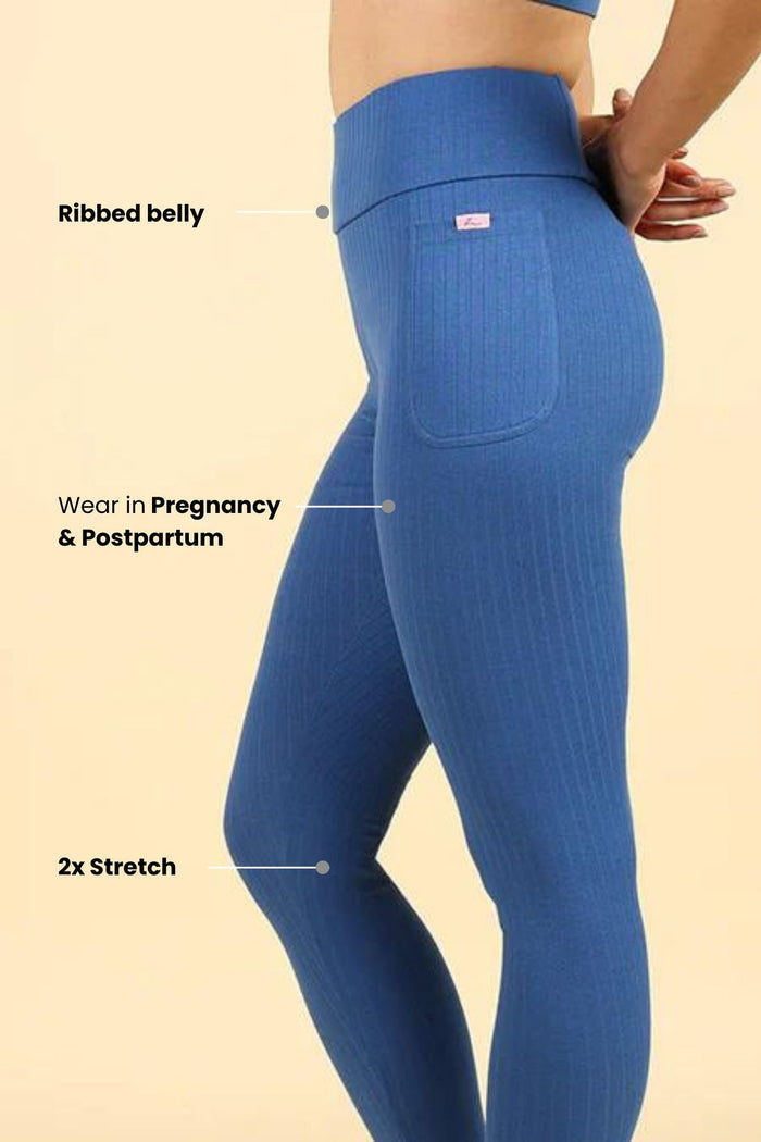 Blue Ribbed Cotton texture; ribbed cotton ensures breathability and maintains comfort.