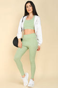 Pistachio Green Ribbed Cotton Mom Legging; stretch fit provides comfort and style for daily mom wear.