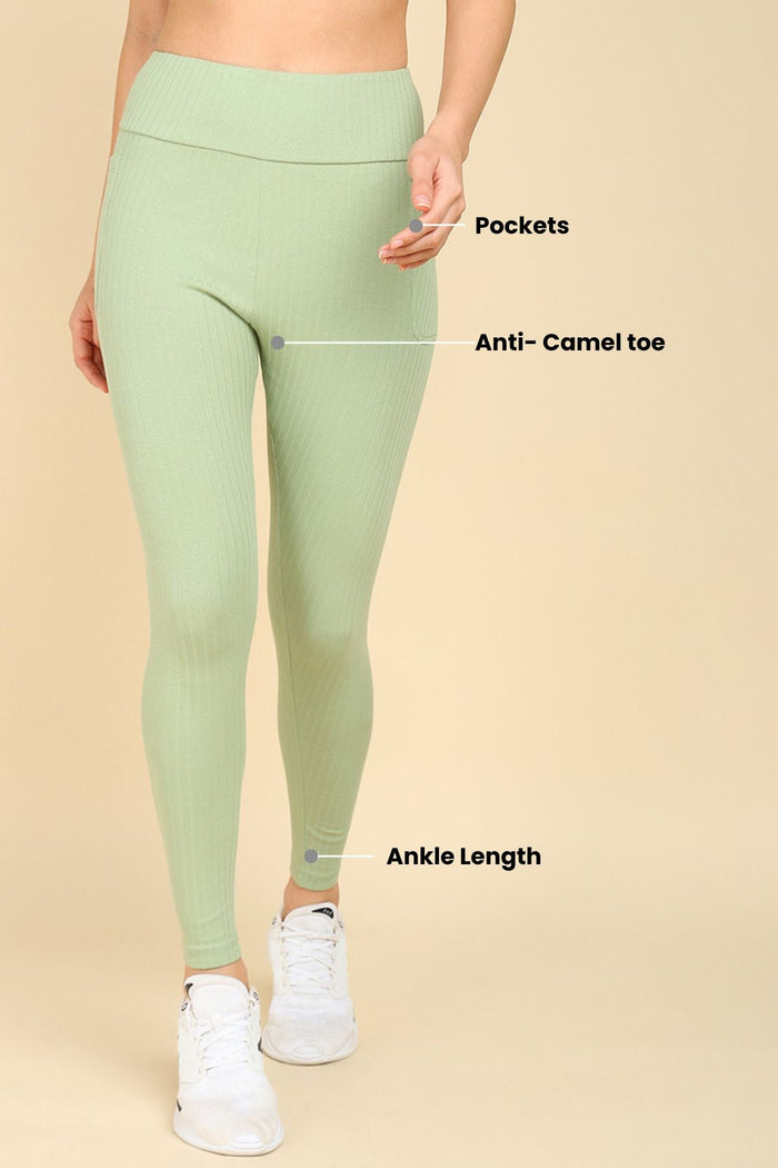 Pistachio Green Ribbed Cotton texture; ribbed cotton ensures breathability and maintains comfort.