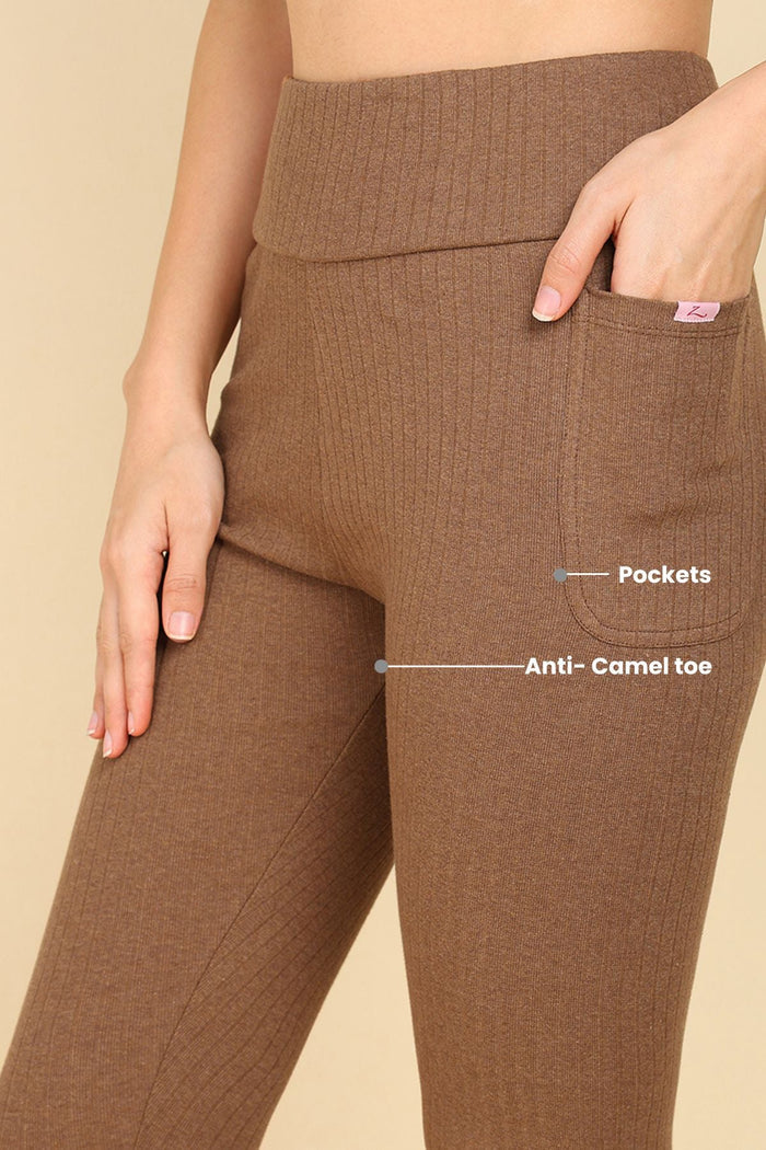 Melange Brown Ribbed Cotton texture; ribbed cotton ensures breathability and maintains comfort.