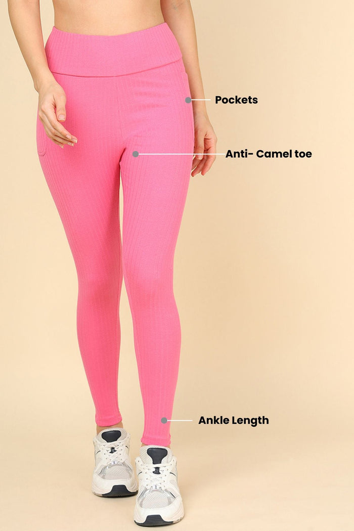 Pink Ribbed Cotton texture; ribbed cotton ensures breathability and maintains comfort.