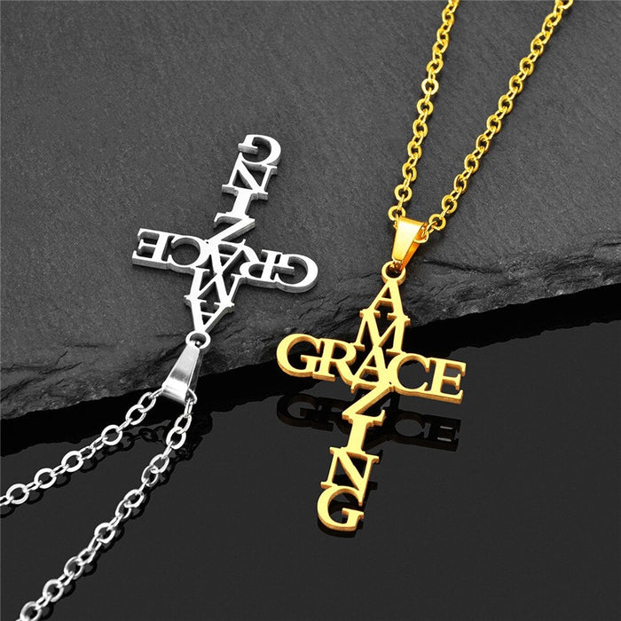 Amazing Grace Cross Necklace