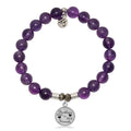 Amethyst Gemstone Bracelet with Brother's Love Sterling Silver Charm