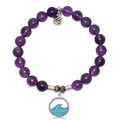 Amethyst Gemstone Bracelet with Deep as the Ocean Sterling Silver Charm