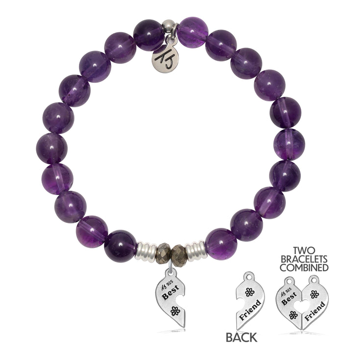 Amethyst Gemstone Bracelet with Forever Friends Sterling Silver Charm