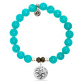 Aqua Amazonite Stone Bracelet with Birthday Wishes Sterling Silver Charm