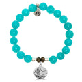Aqua Amazonite Stone Bracelet with Cactus Sterling Silver Charm