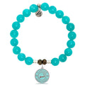 Aqua Amazonite Stone Bracelet with Cape Cod Enamel Sterling Silver Charm