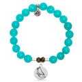 Aqua Amazonite Stone Bracelet with Cardinal Sterling Silver Charm
