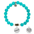 Aqua Amazonite Stone Bracelet with Friend Sterling Silver Charm