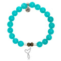 Aqua Amazonite Stone Bracelet with Infinity Heart Sterling Silver Charm