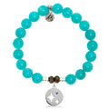 Aqua Amazonite Stone Bracelet with Mother Son Sterling Silver Charm