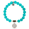 Aqua Amazonite Stone Bracelet with North Star Sterling Silver Charm