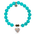 Aqua Amazonite Stone Bracelet with Renewal Heart Sterling Silver Charm