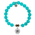 Aqua Amazonite Stone Bracelet with Sand Dollar Sterling Silver Charm