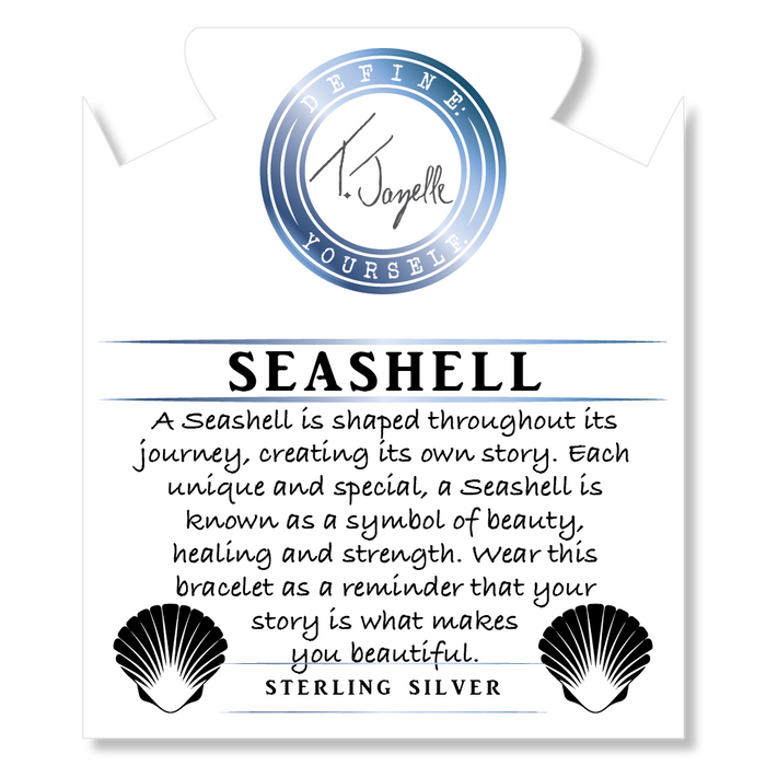 Aqua Amazonite Stone Bracelet with Seashell Sterling Silver Charm