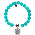 Aqua Amazonite Stone Bracelet with Teacher Sterling Silver Charm