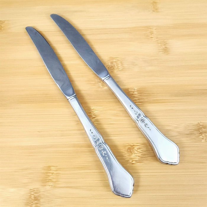 Ashmore Oneida Dinner Knife Hollow Handle Set of 2 Stainless Burnished Flatware