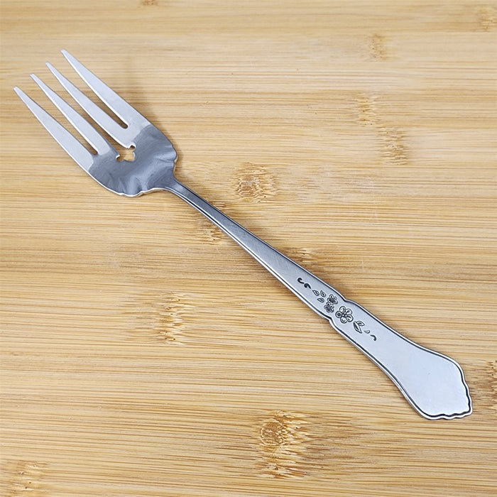 Ashmore Oneida Medium Solid Cold Meat Fork Stainless Burnished Handle Flatware