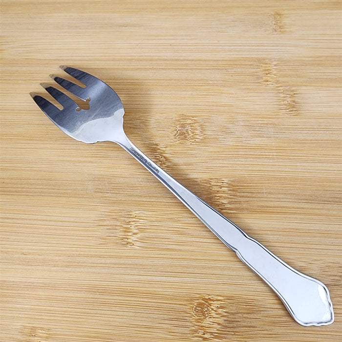 Ashmore Oneida Medium Solid Cold Meat Fork Stainless Burnished Handle Flatware