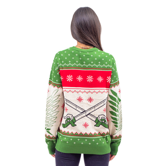 Attack on Titan 4 Kanji and Swords Ugly Christmas Sweater