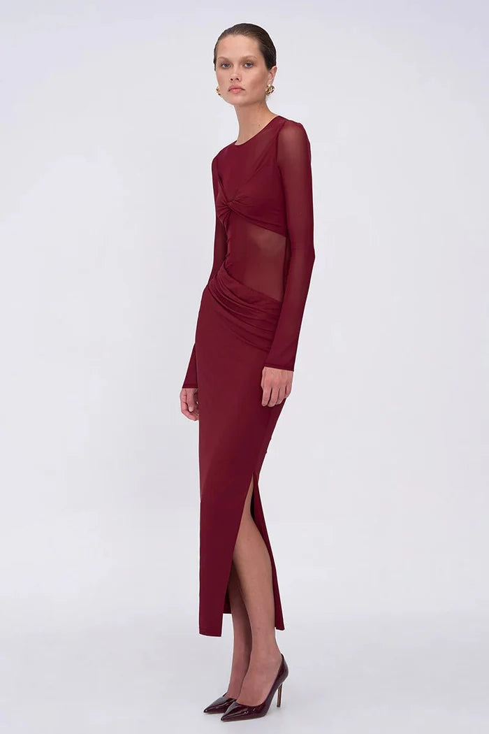Auguste Long Sleeve Mesh Jersey Maxi - SODA Fashion Haus