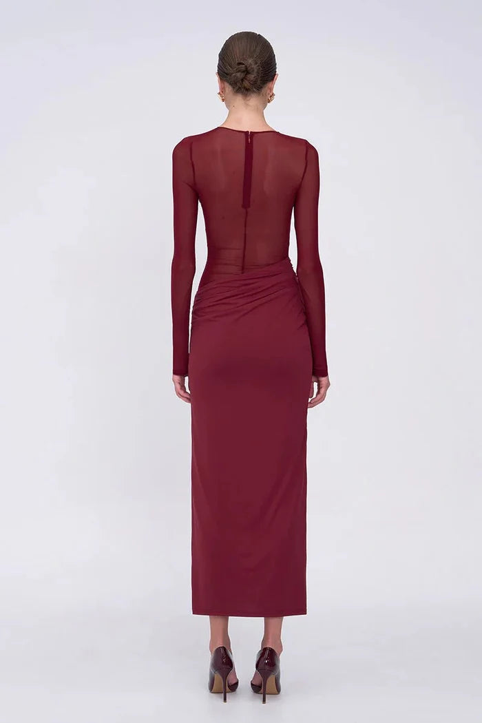 Auguste Long Sleeve Mesh Jersey Maxi - SODA Fashion Haus