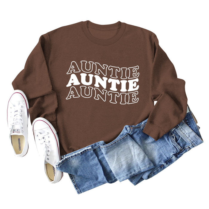 Coffee colored sweater (white font) / S