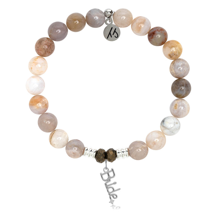 Australian Agate Stone Bracelet with Bride Sterling Silver Charm