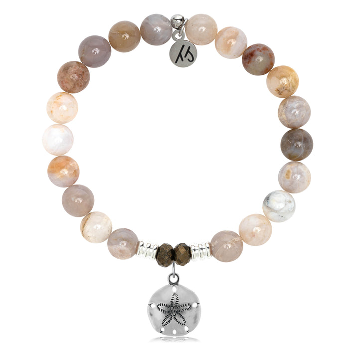 Australian Agate Stone Bracelet with Sand Dollar Sterling Silver Charm