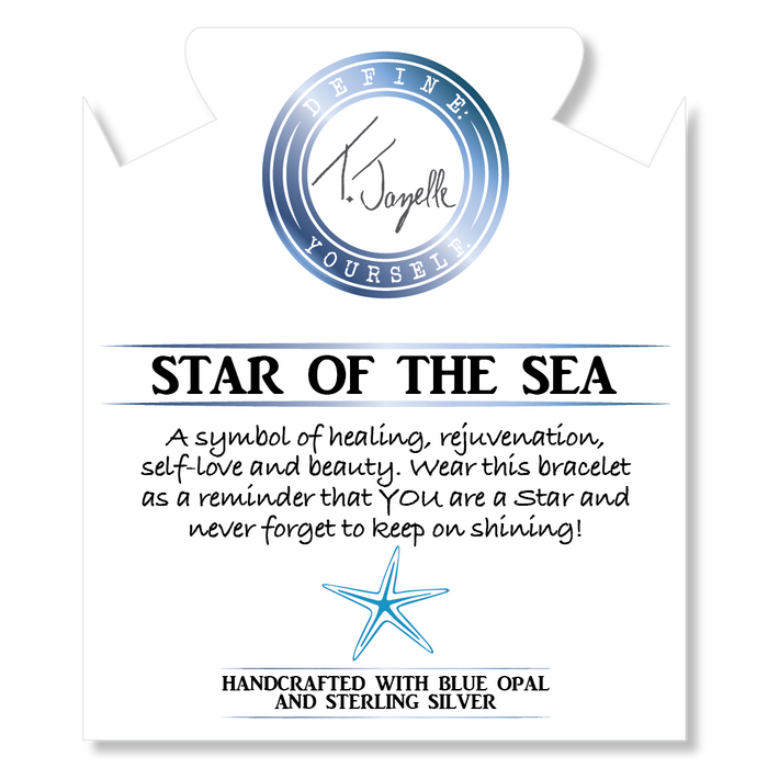 Australian Agate Stone Bracelet with Star of the Sea Sterling Silver Charm