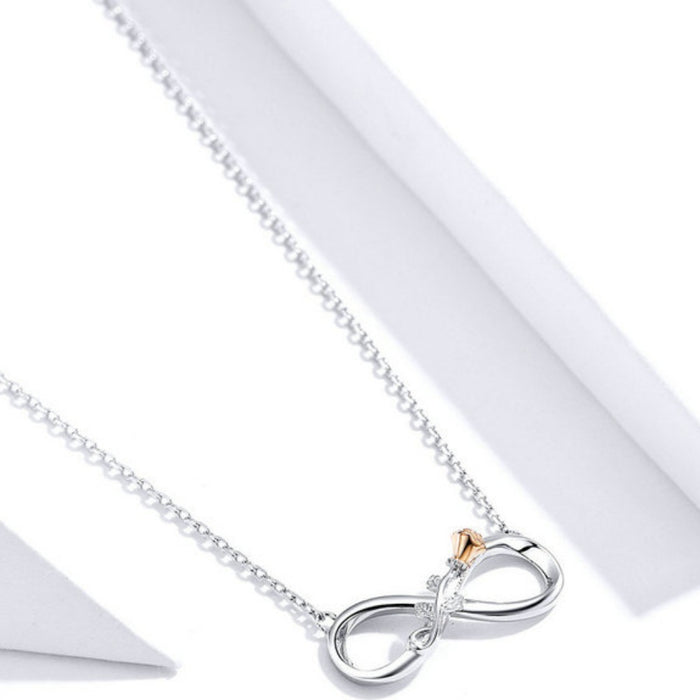Authentic 925 Sterling Silver Rose Flower Infinity Love Short Neckalce for Women Choker Chain Luxury Bijoux