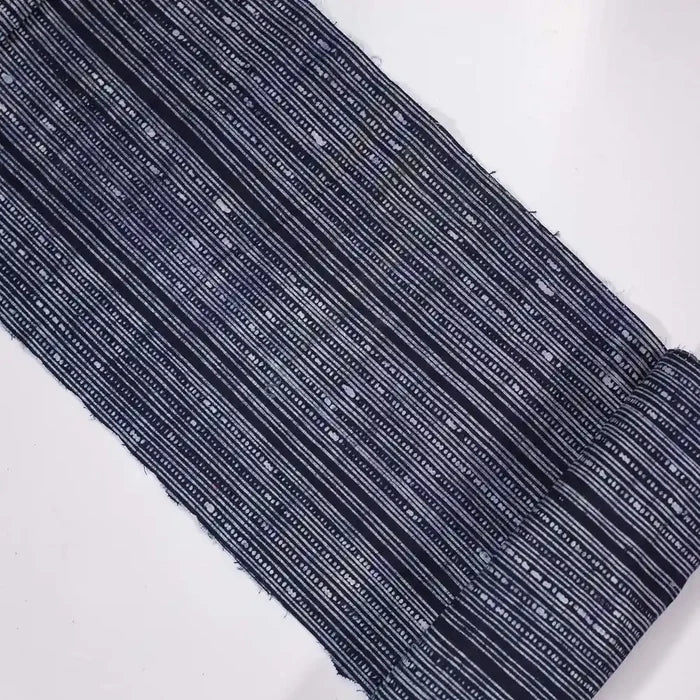 Vindigo fabric indigo handwoven striped texture close-up