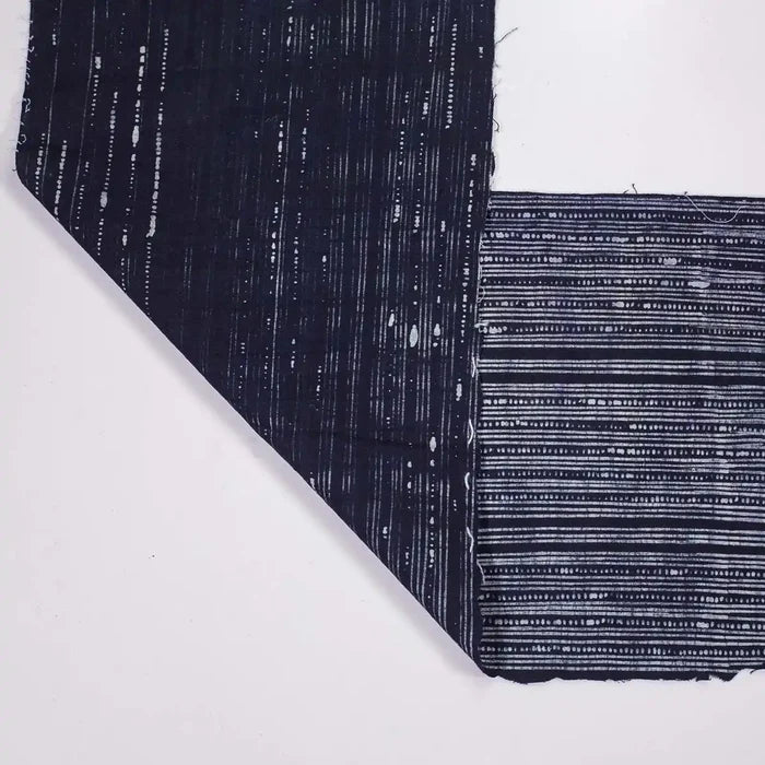 Vindigo fabric indigo handwoven striped close detail