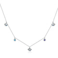 Authentic Silver Seashell Necklace 925 Sterling Silver Blue CZ Love Necklace Gift for Girl Statement Fine jewelry