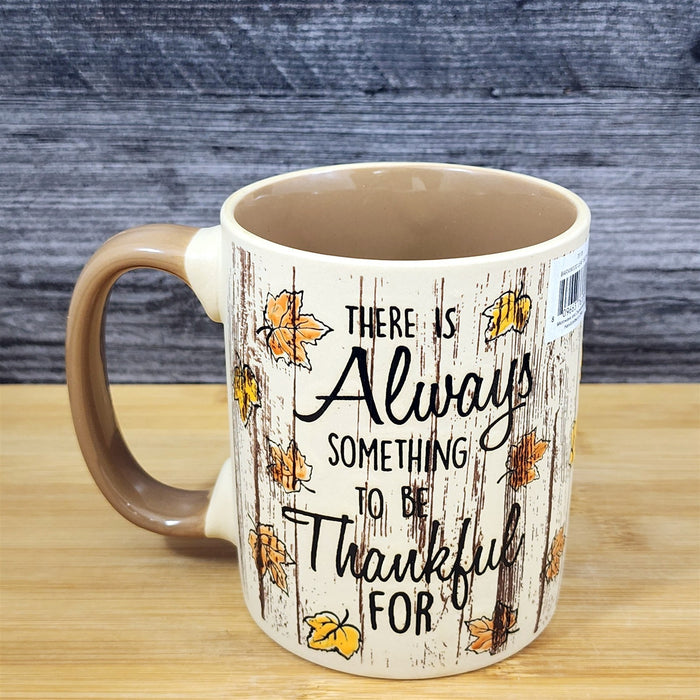 Autumn Thankful Mug Inspirational Quote, Coffee Tea Cup Rustic Harvest Blue Sky