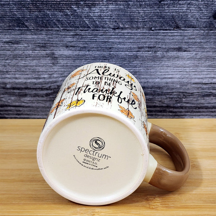Autumn Thankful Mug Inspirational Quote, Coffee Tea Cup Rustic Harvest Blue Sky